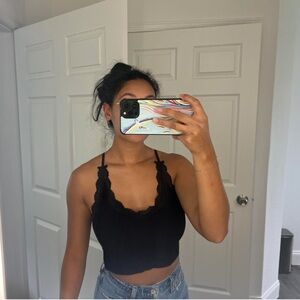 Miami Black Fitted Sleeveless Crop Top